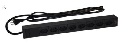 Rack-Stromschiene mit 8x T23 Buchsen,16A,3m Kabel