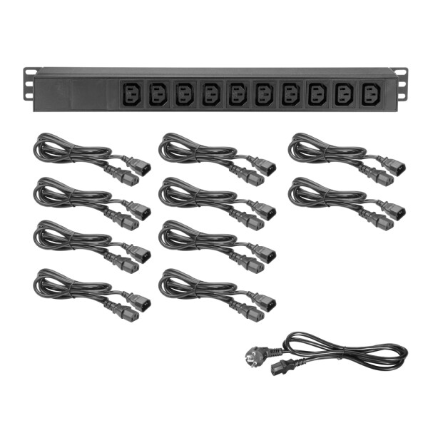 87471 IEC - Multiprise 19" 10 prises, prises femelles avec terre CEI C13