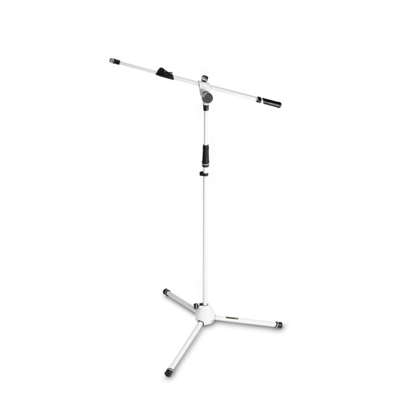 MS 4322 W - Microphone Stand with Folding Tripod Base and 2-Point Adjustment Telescoping Boom, White