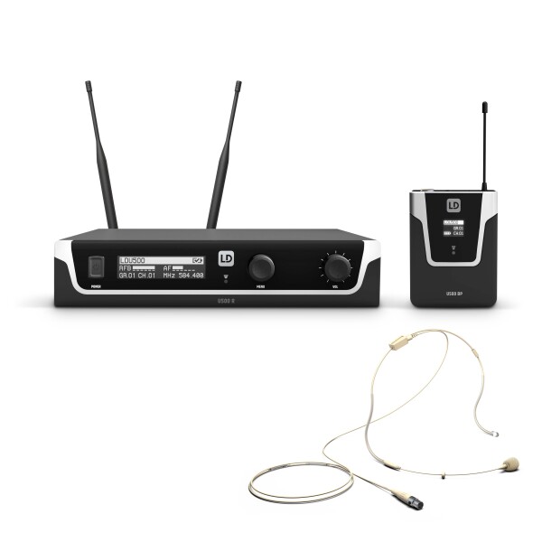 U505 BPHH - Funkmikrofon System mit Bodypack und Headset beigefarben- 584 - 608 MHz