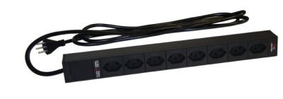 Rack-Stromschiene mit 8x T13 Buchsen, mit Schalter