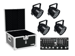 Set 4x LED PAR-56 HCL sw + Case + Controller