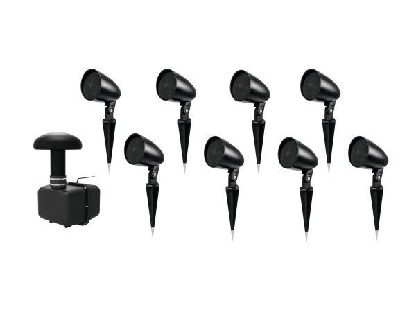 Set GSUB-8 Bodeneinbau-Subwoofer + 8x PS-2.5GS Projektorlautsprecher, schwarz