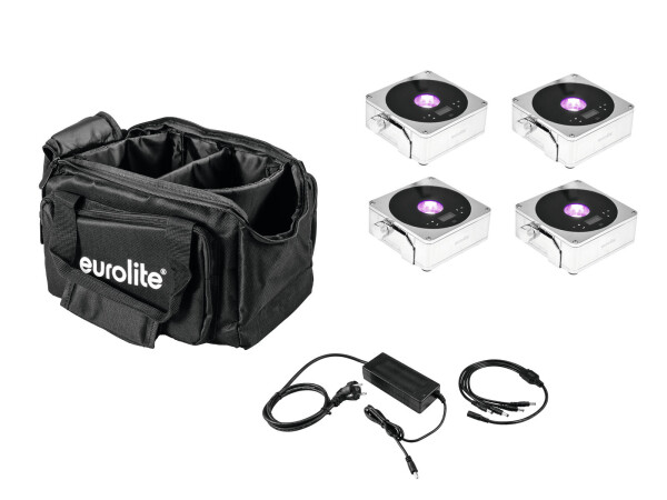 Set 4x AKKU IP Flat Light 1 chrome + Soft Bag + Charger