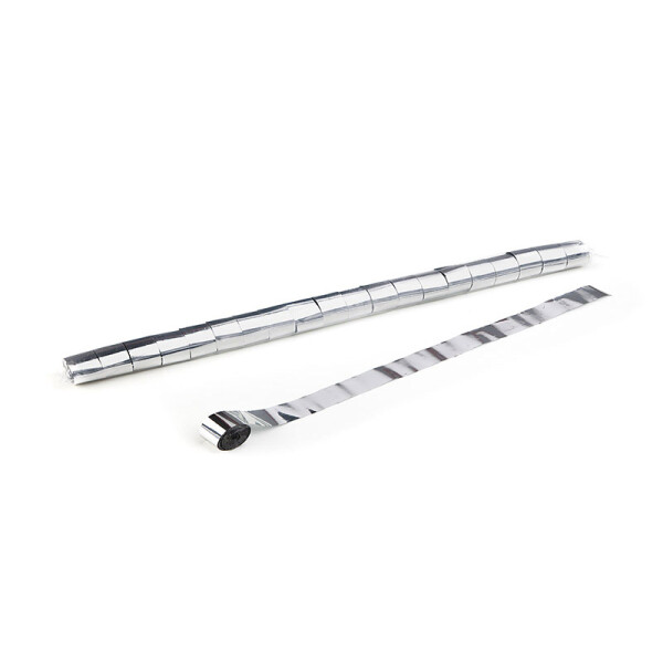 Metallic streamers 10m x 2.5cm - Silver