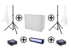 Set AKKU 2x Flat Light 3 sw + Bar-6 + Ständer