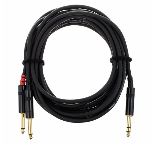 CFY 6 VPP - Insert cable, 3.5mm jack M to 2x 6.3mm jack M, 6m