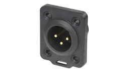 XLR 3p. Chassis Male TOP Gold contacts Black Housing