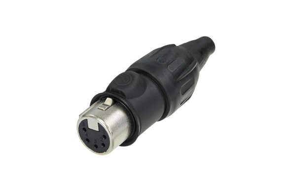 XLR 5p. Connector Female TOP Gold contacts Stainless steel Housing