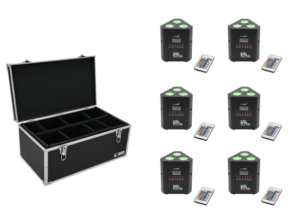 Set 6x AKKU TL-3 TCL Trusslight QuickDMX + Case TDV-1