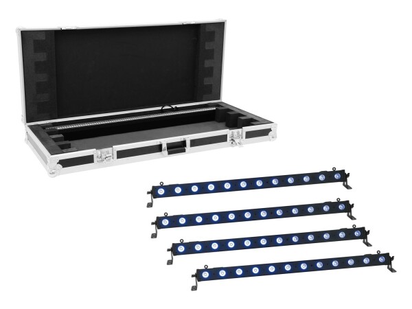 Set 4x LED BAR-12 QCL RGB+UV Leiste + Case
