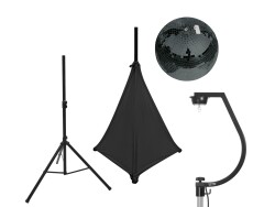 Set Mirror ball 30cm black with stand and tripod cover black
