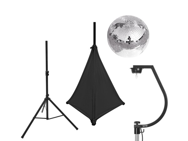 Set Mirror ball 30cm with stand and tripod cover black
