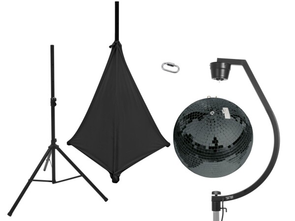 Set Mirror ball 50cm black with stand and tripod cover black
