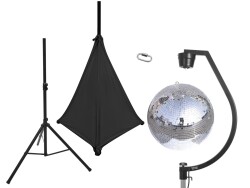 Set Spiegelkugel 50cm mit Stativ und Segel schwarz