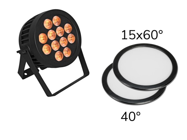 Set LED IP PAR 12x8W QCL Spot + 2x Diffuser cover (15x60° and 40°)