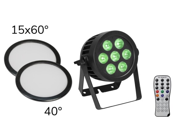 Set LED IP PAR 7x8W QCL Spot + 2x Diffuser cover (15x60° and 40°)