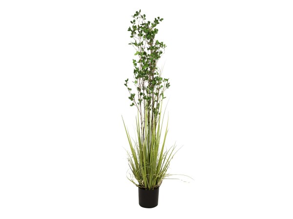 Evergreen shrub with grass, artificial plant, 182cm