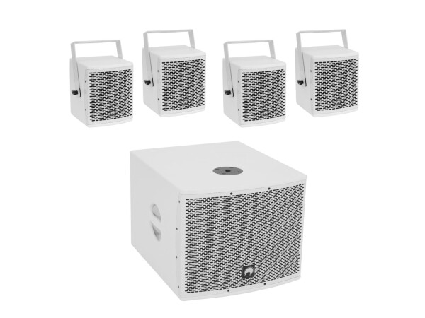 Set MOLLY-12A Subwoofer aktiv + 4x MOLLY-6 Top 8 Ohm, weiß