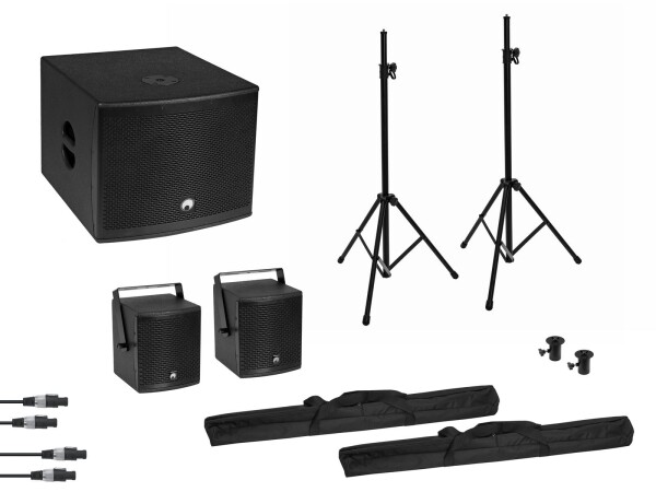 Set MOLLY 2.1 Aktivsystem Sub + 2x Top + Zubehör, schwarz