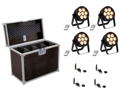 Set 4x LED 7C-7 Silent Slim Spot + USB QuickDMX + Case