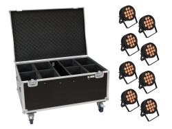 Set 8x LED IP PAR 12x9W SCL Spot + Case with wheels