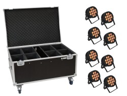 Set 8x LED IP PAR 12x8W QCL Spot + Case mit Rollen