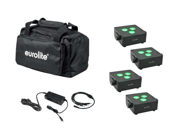 Set 4x AKKU IP Flat Light 3 sw + Ladenetzteil + Soft-Bag