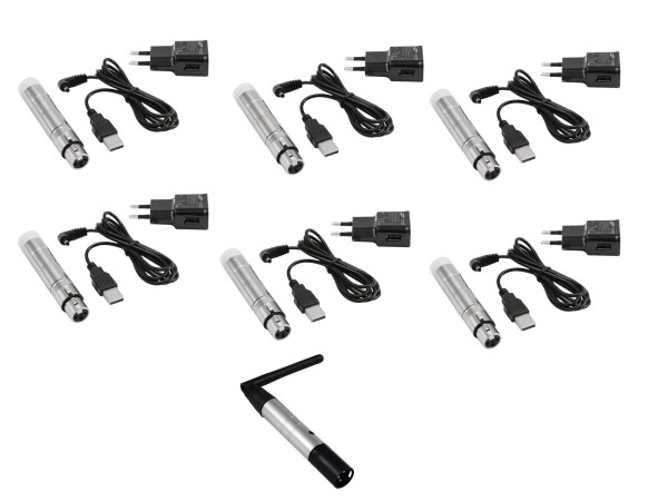 Set QuickDMX 1x transmitter + 6x AKKU receiver