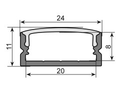 U-profile 20mm for LED Strip black 2m
