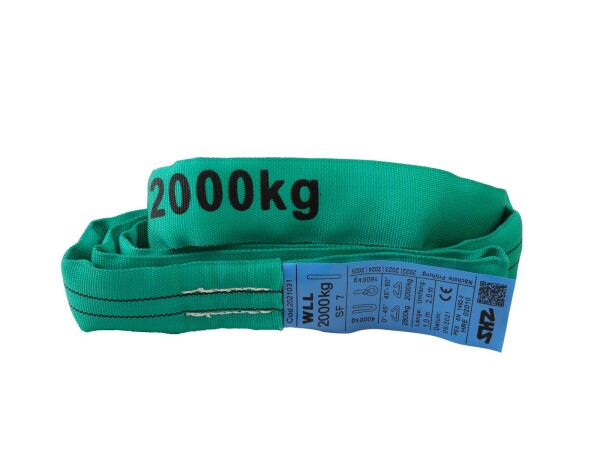 Round Sling 1m, max. Load 2000KG nach EN 1492-2 SF7 green