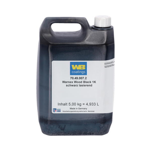 0133 - Glacis pour bois à base deau Warnex en noir, 5 Litres