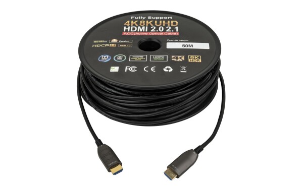 HDMI 2.1 AOC 8K Fibre Cable Gold plated UHD 50m
