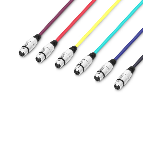 3 STAR MMF 0100 SET - Microphone Cable | Set of 6 Adam Hall® XLR | 1 m