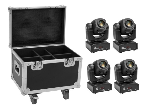 Set 4x LED TMH-S60 Moving-Head-Spot + Case