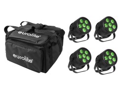 Set 4x LED Silent Par 6 QCL Floor bk + Soft Bag