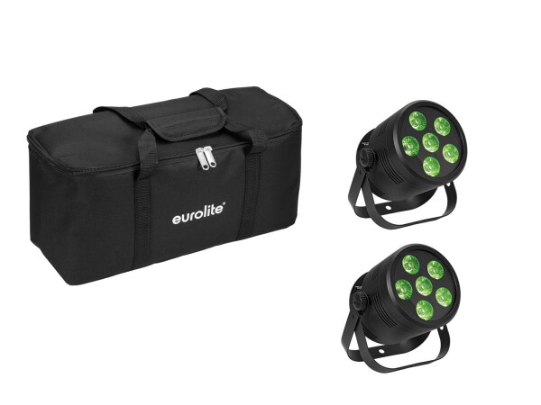 Set 2x LED Silent Par 6 QCL floor bl + Soft-Bag