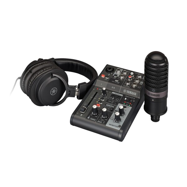 Yamaha AG03 MK2 LSPK Live Streaming Package, Schwarz, USB-Mischpult mit Mikrofon & Kopfhörer