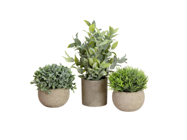 Table plants in pots, artificial plant, Set of 3