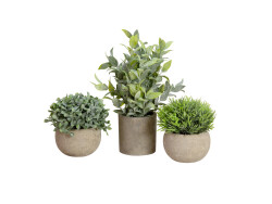 Table plants in pots, artificial plant, Set of 3