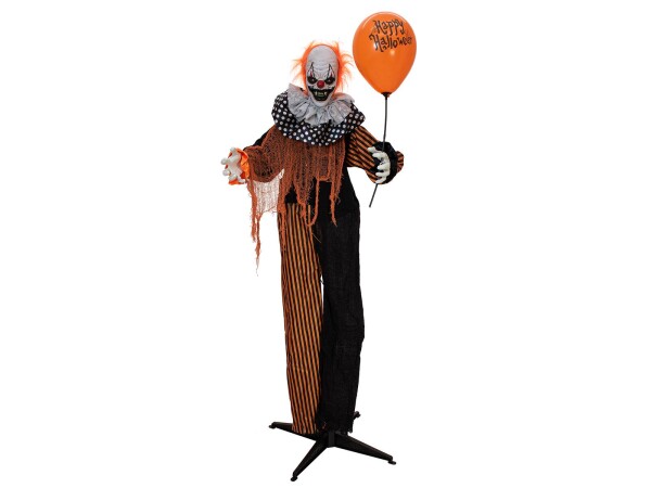 Halloween Figur Clown mit Luftballon, animiert, 166cm