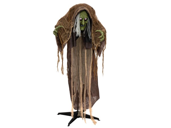 Halloween Figur Hexe buckelig, animiert, 145cm