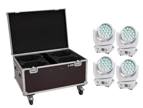 Set 2x LED TMH-X4 Moving-Head Wash Zoom ws + EU Case with wheels