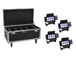 Set 4x AKKU Multiflood IP 8x10W RGBW Wash CRMX + Case mit...