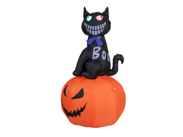 Halloween Aufblasbare Figur Katze mit Kürbis, 183cm