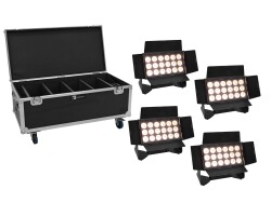 Set 4x AKKU Multiflood IP 18x10W RGBW Wash CRMX + Case...