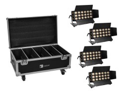 Set 4x LED CLS-18 QCL RGB/WW 18x7W + Flightcase with wheels