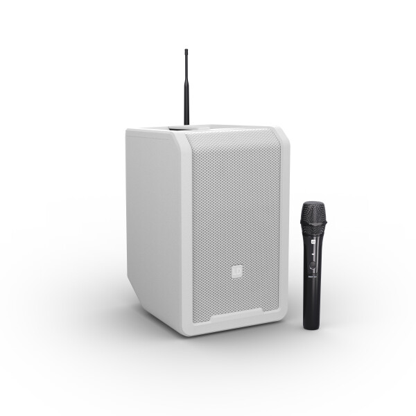 ANNY® 8 HHD B5 W - Portable battery-powered Bluetooth® PA loudspeaker with mixer and 1x wireless handheld microphone, Pure White