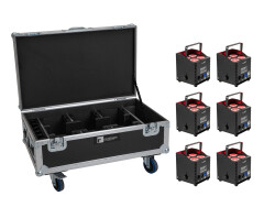 Set 6x AKKU UP-4 QCL Spot QuickDMX MK2 + Flightcase with...