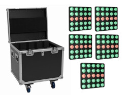 Set 4x LED Pixel Matrix Panel 5x5 RGB/WW + Flightcase mit...